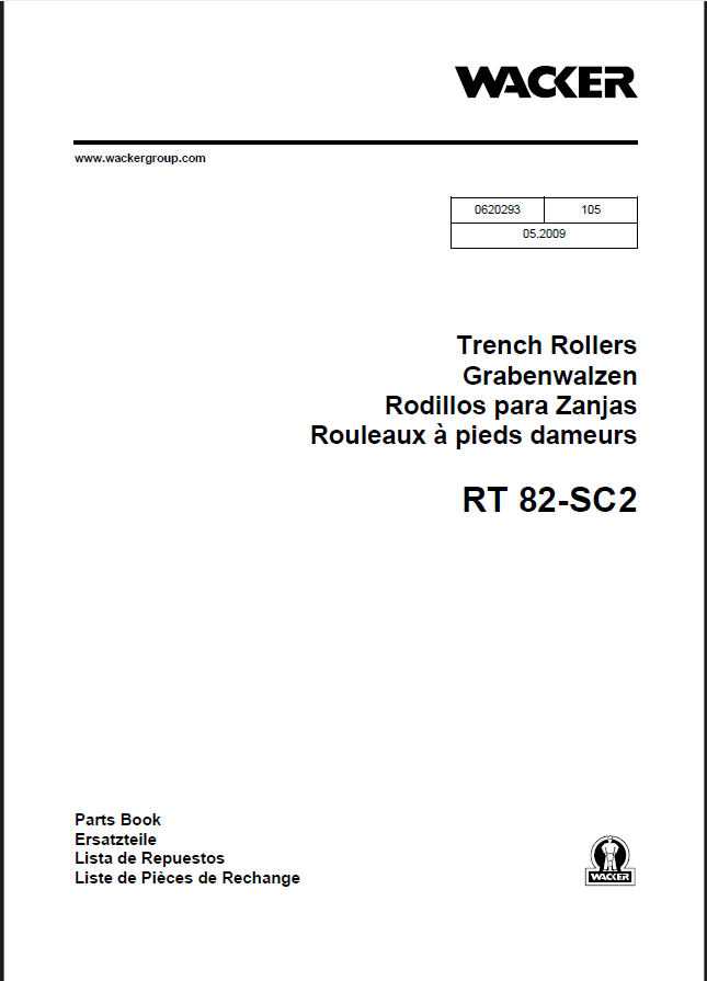Wacker Neuson RT82-SC2 Trench Roller Parts Manual
