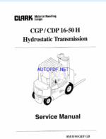 Clark CGP, CDP 16-50H Hydrostatic Transmission Forklift Service Manual (SM5190)