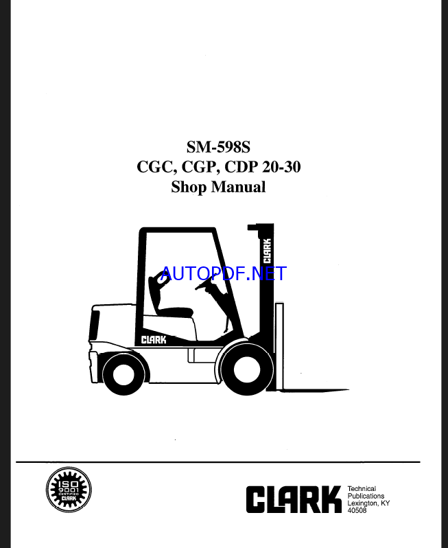 Clark CGC, CGP, CDP 20-30 Forklift Service Manual (S598S)