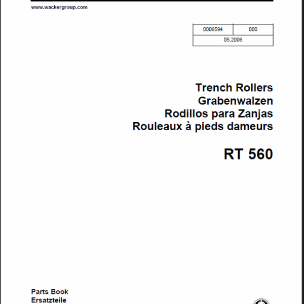 Wacker Neuson RT560 Trench Roller Parts Manual