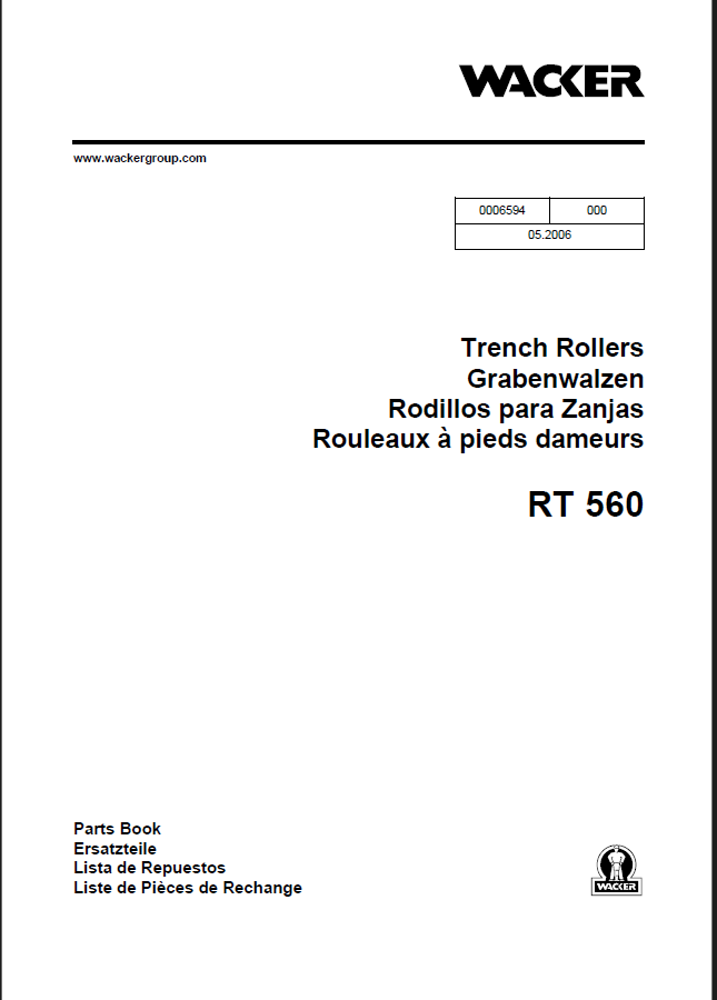 Wacker Neuson RT560 Trench Roller Parts Manual