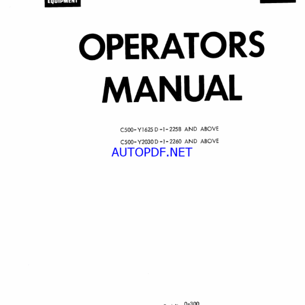Clark C500-Y1625D-1, C500-Y2030D-1 Forklift Operators Manual (O-300)