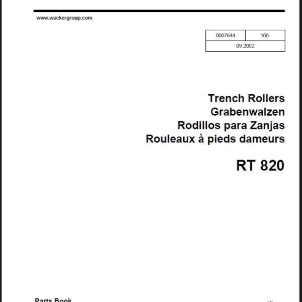 Wacker Neuson RT820 Trench Roller Parts Manual
