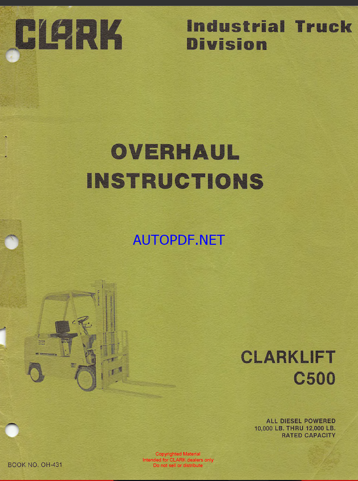 Clark Clarklift C500 Overhaul Instructions (OH431)