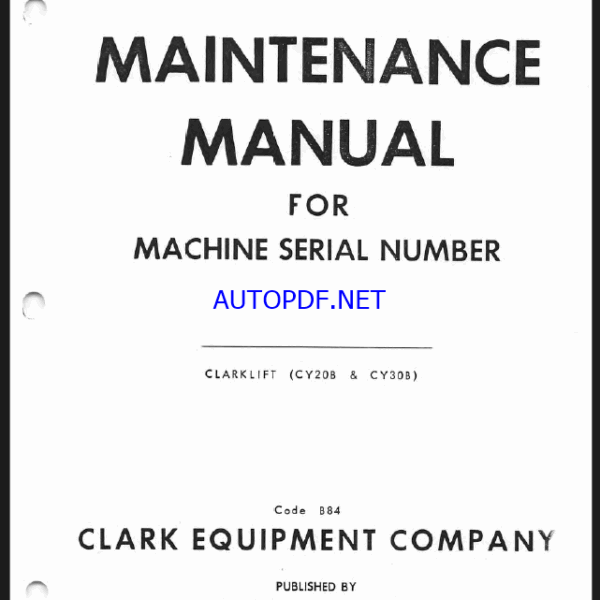 Clark Clarklift CY20B, CY30B Maintenance Manual (B84)