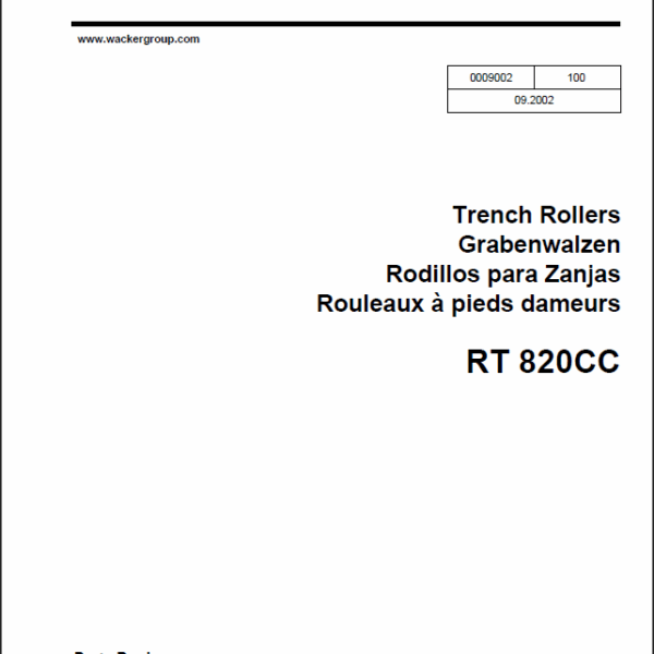 Wacker Neuson RT820CC Trench Roller Parts Manual