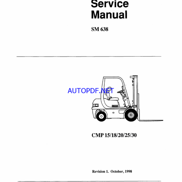 Clark CMP15, CMP18, CMP20, CMP25, CMP30 Forklift Service Manual (SM638)
