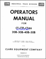 Clark CT-CTF-CTA6 20B-30B-40B-50B Operators Manual (O-B144)