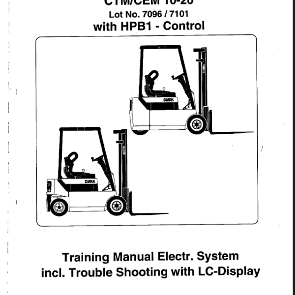 Clark CTM, CEM 10-20 With HPB1 Control Training Manual (SM5167)