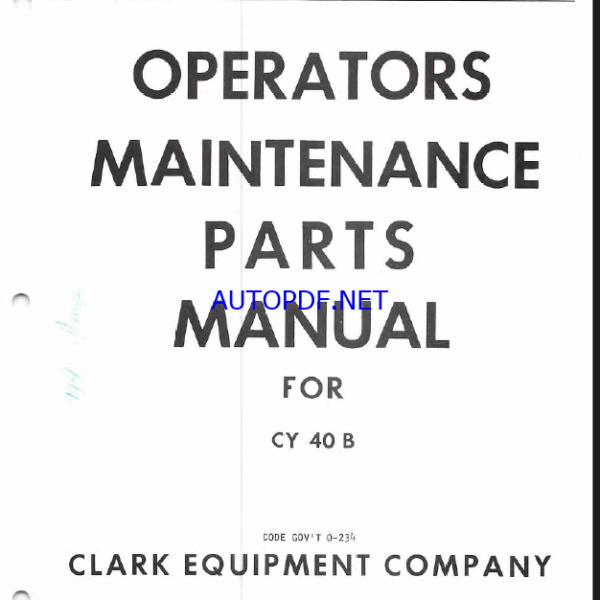 Clark CY40B Forklift Operators and Maintenance Manual (O-234)