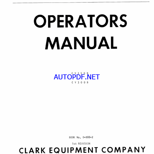 Clark CY150B, CY300B Operators Manual (O-B88-2)