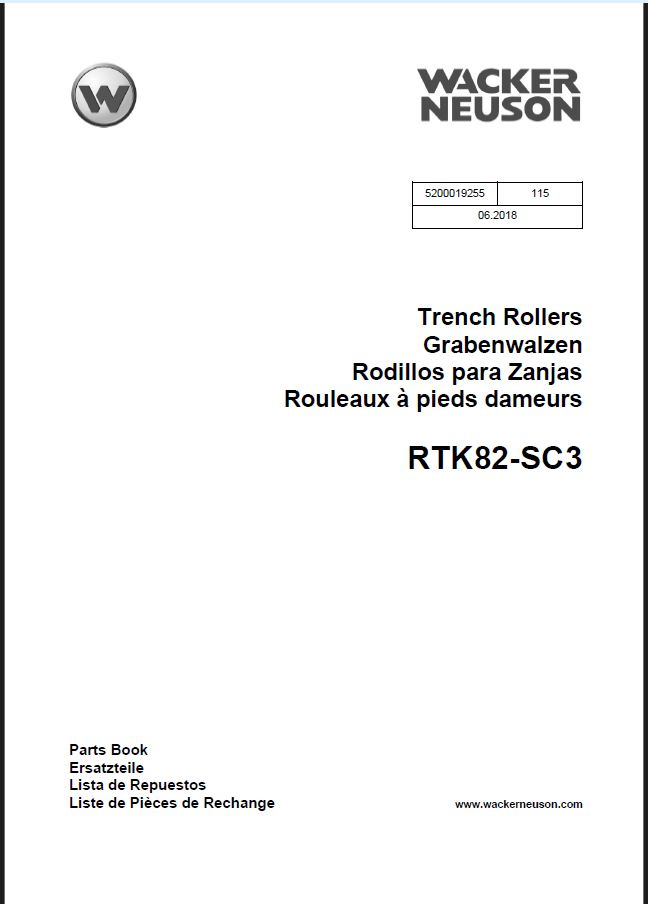 Wacker Neuson RTK82-SC3 Trench Rollers Parts Manual