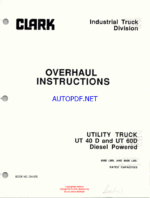 Clark UT40D, UT60D Utility Truck Diesel Powered Overhaul Instructions (OH375)