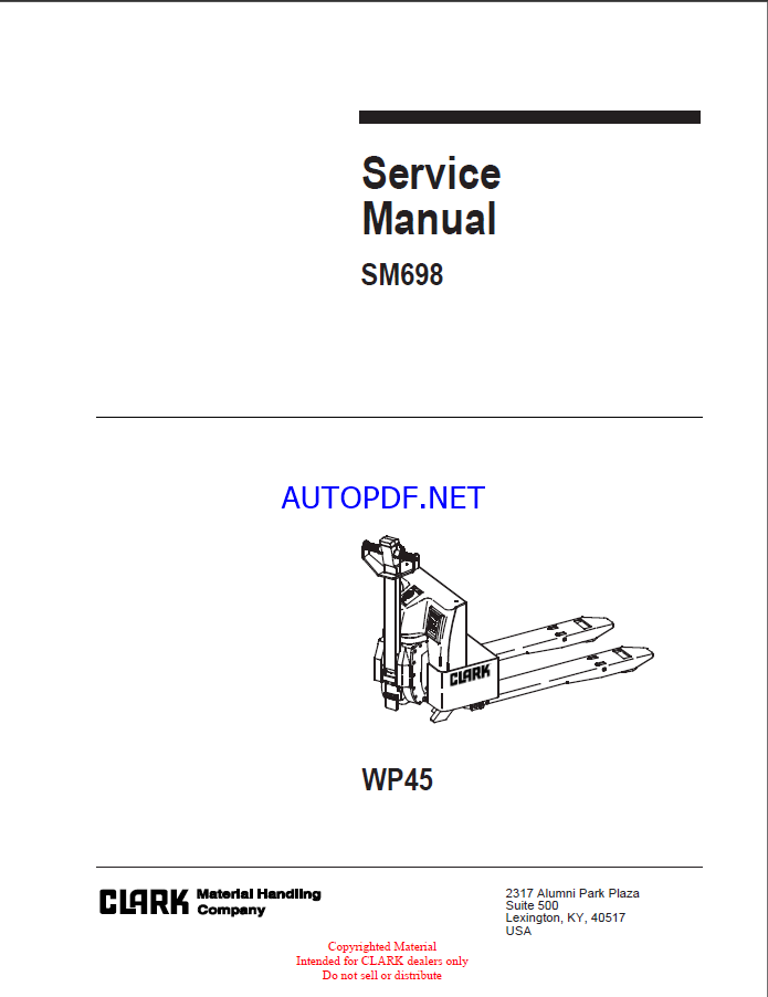 Clark WP45 Palletjack Service Manual (SM698)