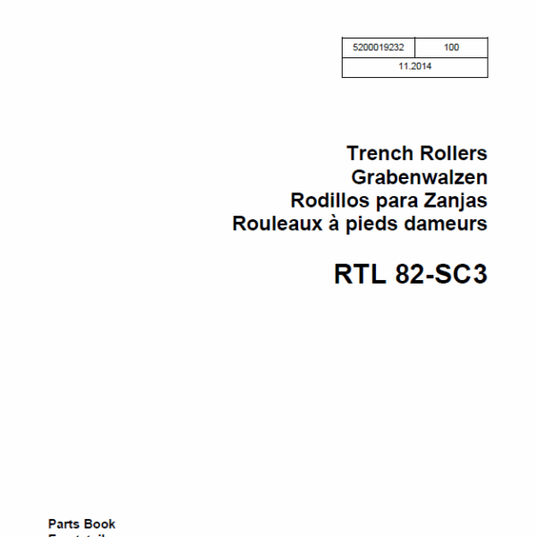Wacker Neuson RTL 82-SC3 Trench Rollers Parts Manual