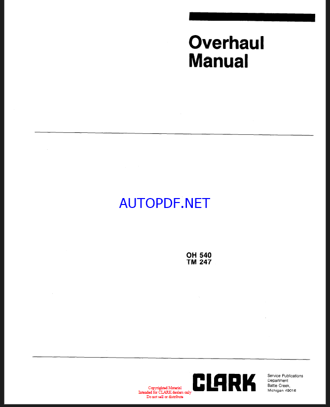 Clark TM247 Overhaul Manual (OH540)