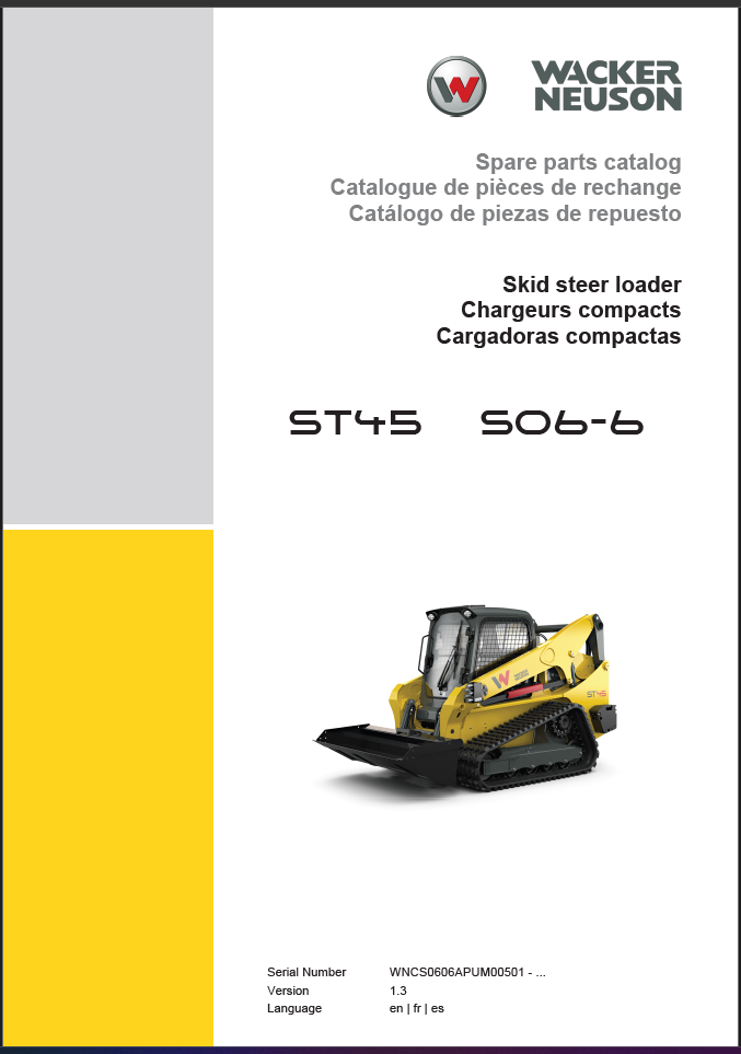 Wacker Neuson ST45 S06-6 Skid Steer Loader Parts Manual