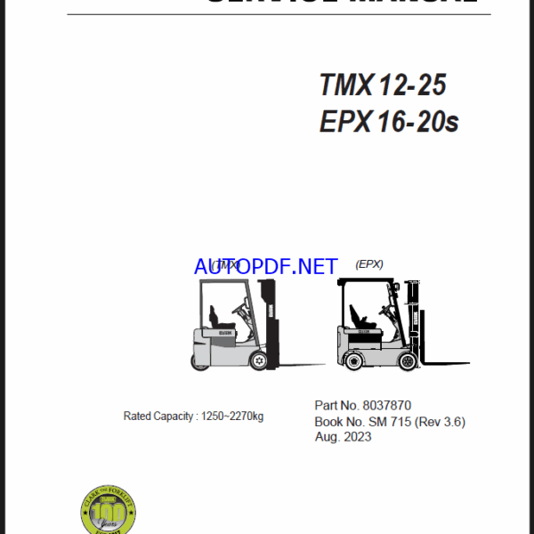 Clark TMX12-25, EPX16-20s Forklift Service Manual (SM715)