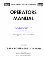 Clark RHY 140, 160, 180S, 180L, 200S, 200L, 220L, CFY, CHY, WP 150, 160, 165, 180, 200S, 200L, 225, 250, 300 Forklift Operators Manual (O-B83-2)