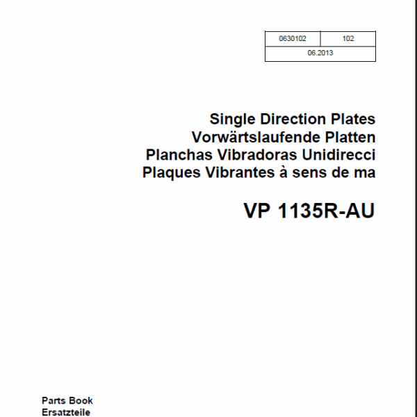Wacker Neuson VP 1135R-AU Single Direction Plates Parts Manual