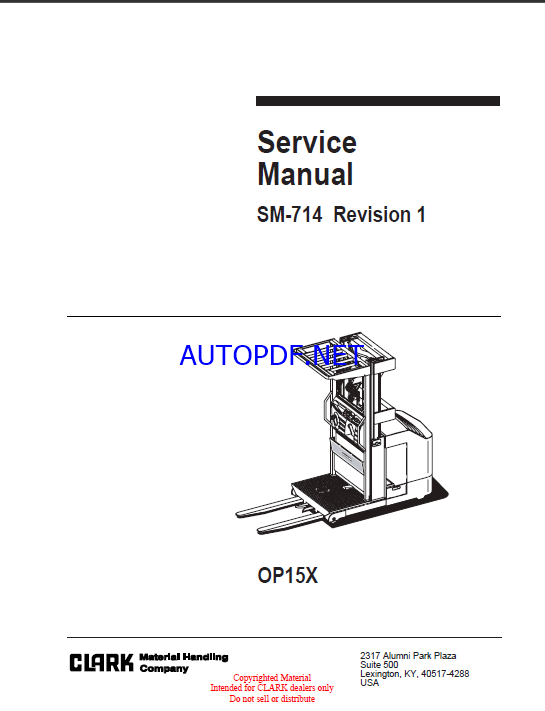 Clark OP15X Order Picker Service Manual (SM714)