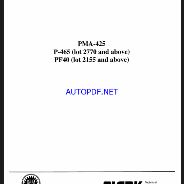 Clark P465, PF40 Planned Maintenance and Adjustment Procedures Manual (PMA425)