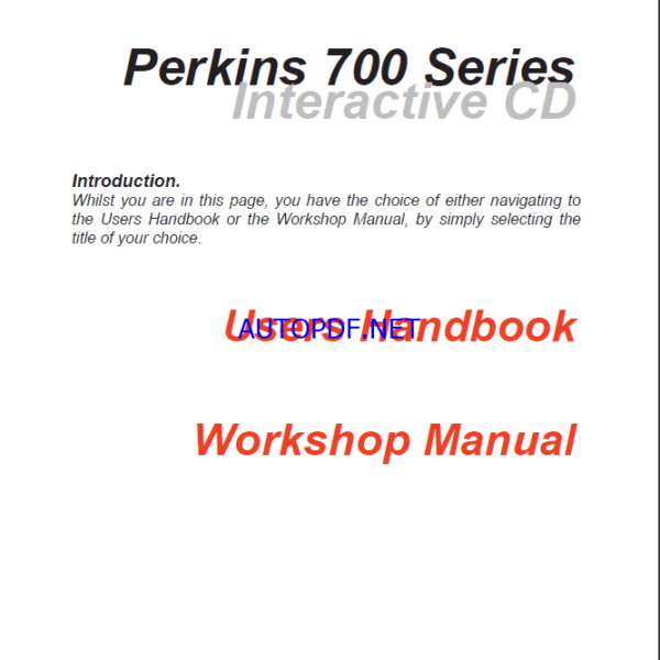 Clark Perkins 700 Series Users Handbook, Workshop Manual