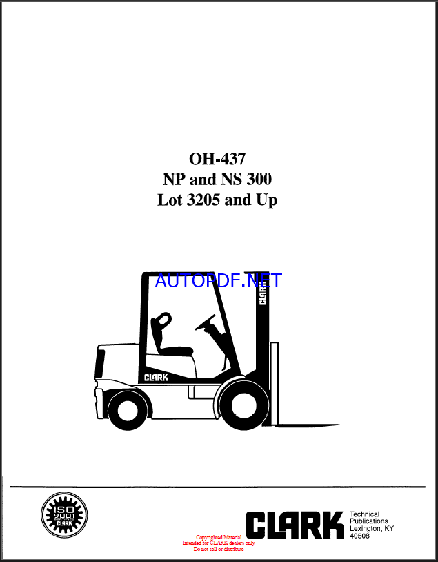 Clark NP and NS300 Forklift Overhaul Manual (OH437)