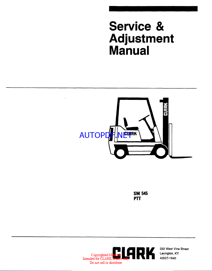Clark PTT Forklift Service Manual (SM545)