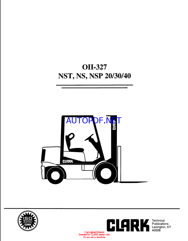 Clark NST, NS, NSP 20,30,40 Forklift Overhaul Manual (OH327)