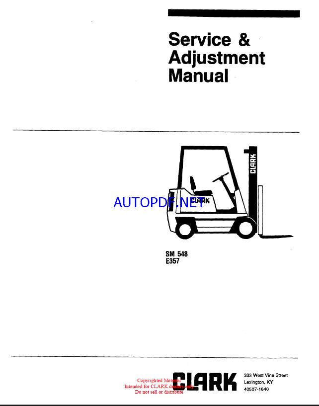 Clark E357 Forklift Service Manual (SM548)