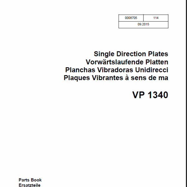 Wacker Neuson VP1340 Single Direction Plates Parts Manual
