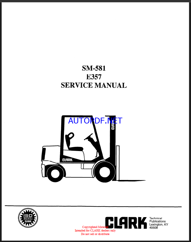 Clark E357 Forklift Service Manual (SM581)