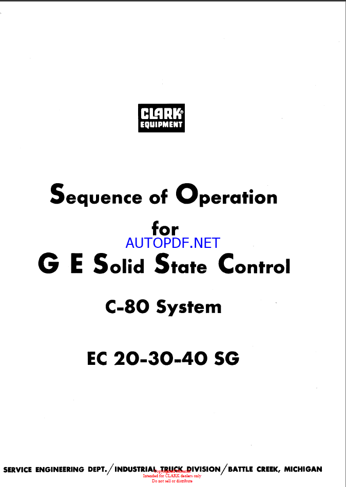 Clark EC 20-30-40 SG C80 System GE Solid State Control Sequence of Operation