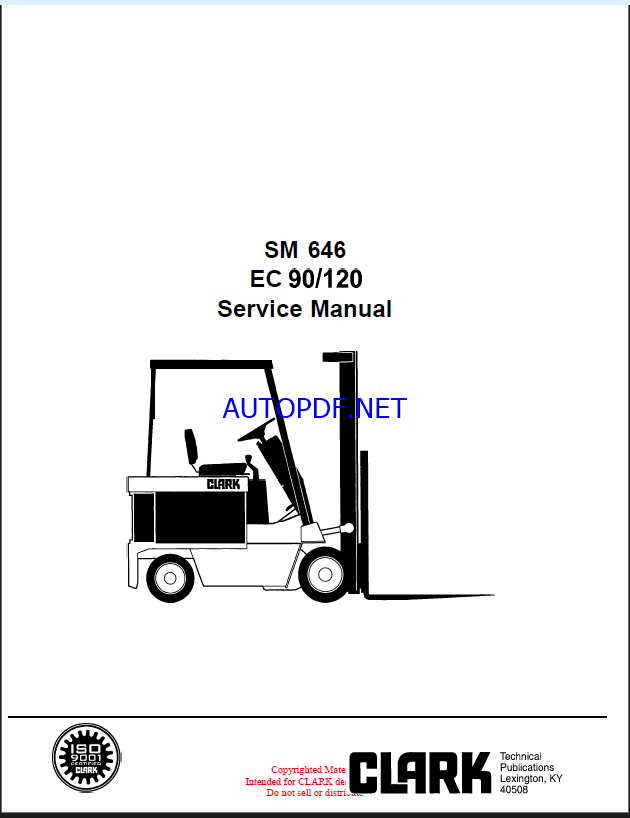 Clark EC90-120 Forklift Service Manual (SM646)