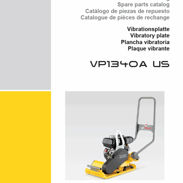 Wacker Neuson VP1340A US Vibratory Plate Parts Manual