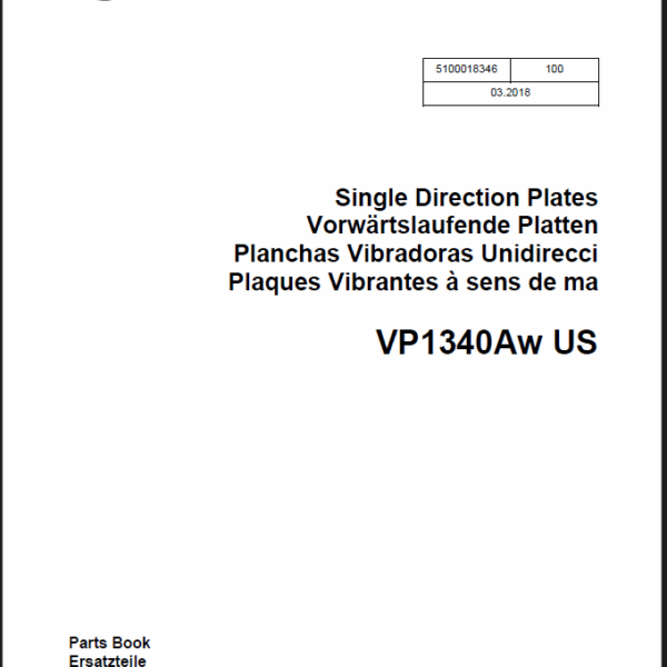 Wacker Neuson VP1340Aw US Single Direction Plates Parts Manual