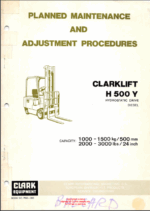 Clark H500Y Hydrostatic Drive Diesel Forklift Planned Maintenance and Adjustment Procedures Manual (PMA380)
