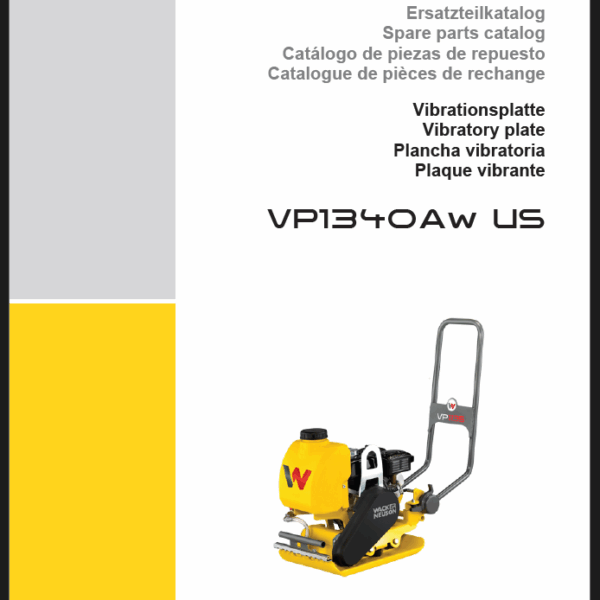 Wacker Neuson VP1340Aw US Vibratory Plate Parts Manual
