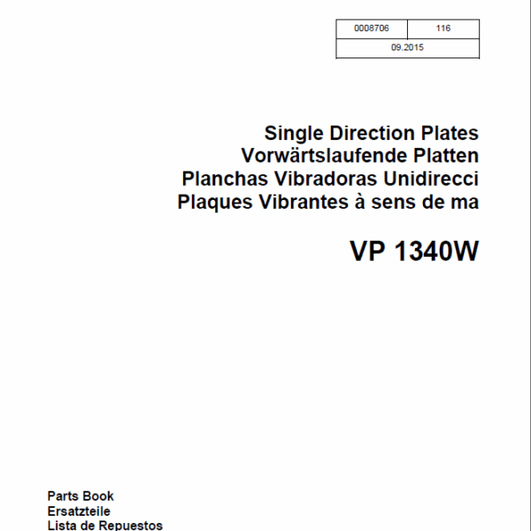 Wacker Neuson VP1340W Single Direction Plates Parts Manual