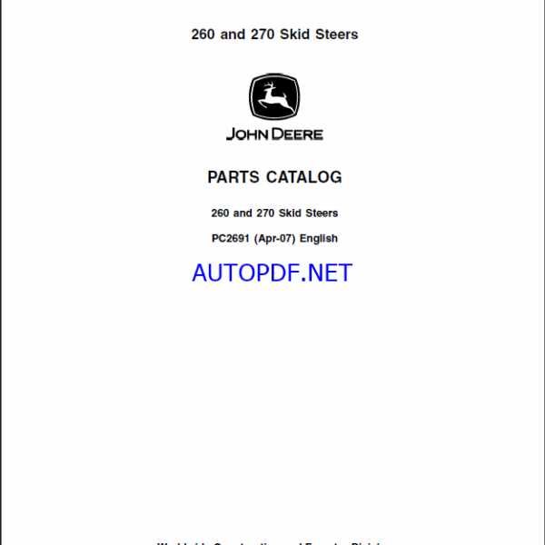 John Deere 260 and 270 Skid Steers Parts Catalog