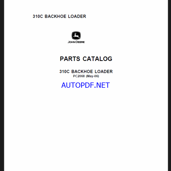 John Deere 310C BACKHOE LOADER Parts Catalog