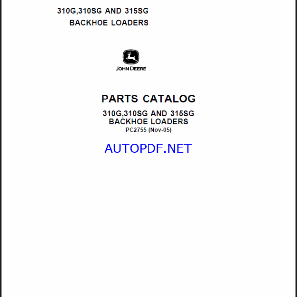 John Deere 310G,310SG AND 315SG BACKHOE LOADERS Parts Catalog