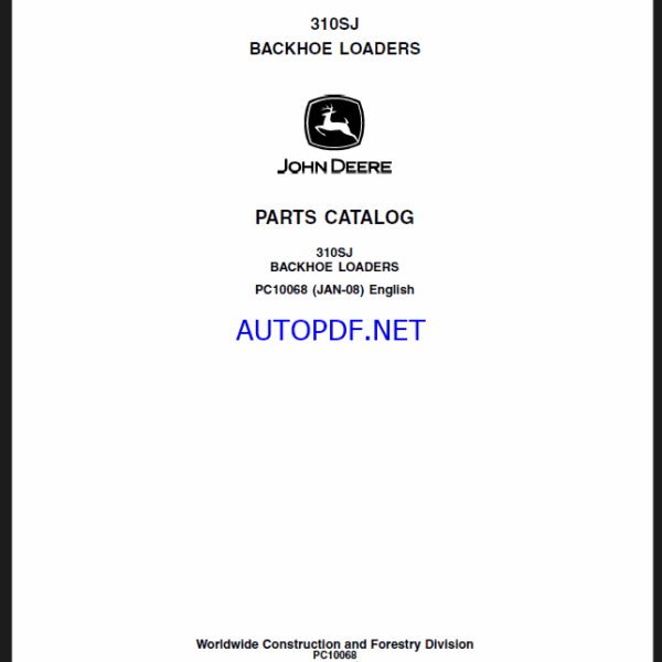 John Deere 310SJ BACKHOE LOADERS Parts Catalog