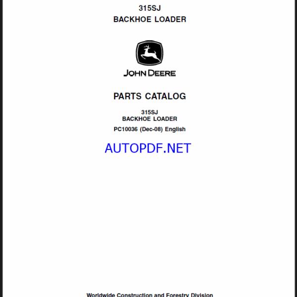 John Deere 315SJ BACKHOE LOADER Parts Catalog