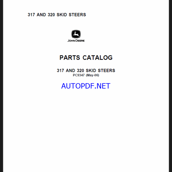 John Deere 317 AND 320 SKID STEERS Parts Catalog
