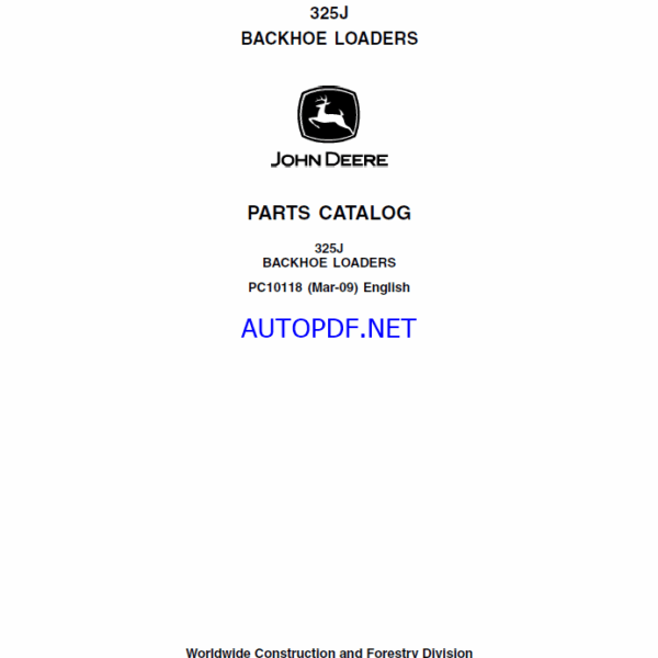 John Deere 325J BACKHOE LOADERS Parts Catalog