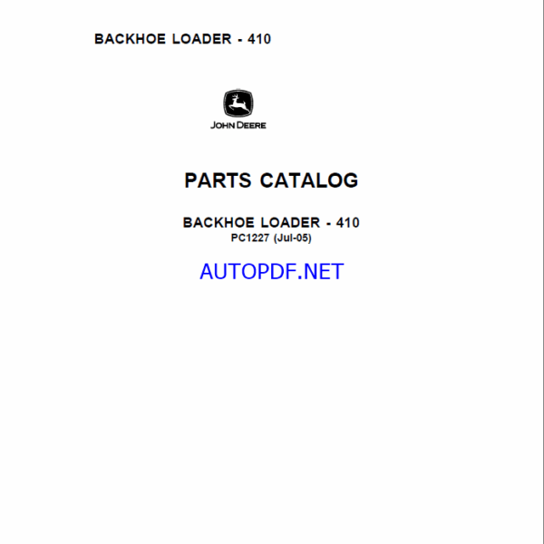 John Deere 410 BACKHOE LOADER Parts Catalog