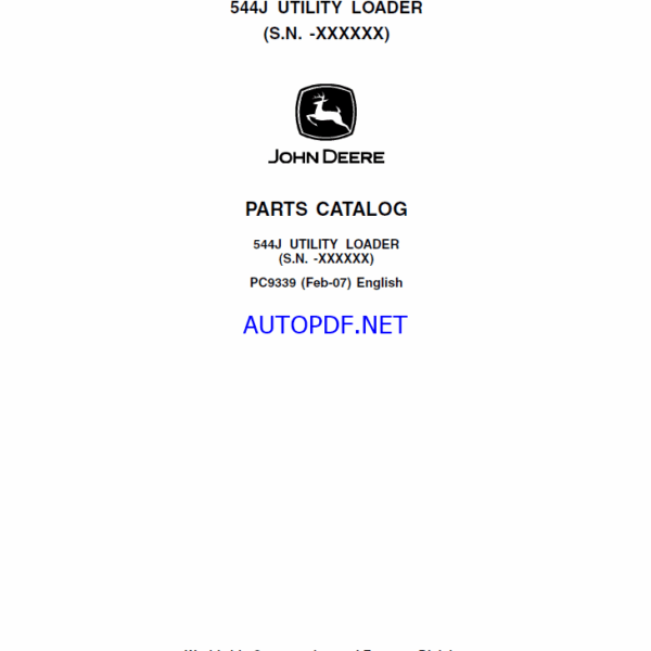 John Deere 544J UTILITY LOADER Parts Catalog