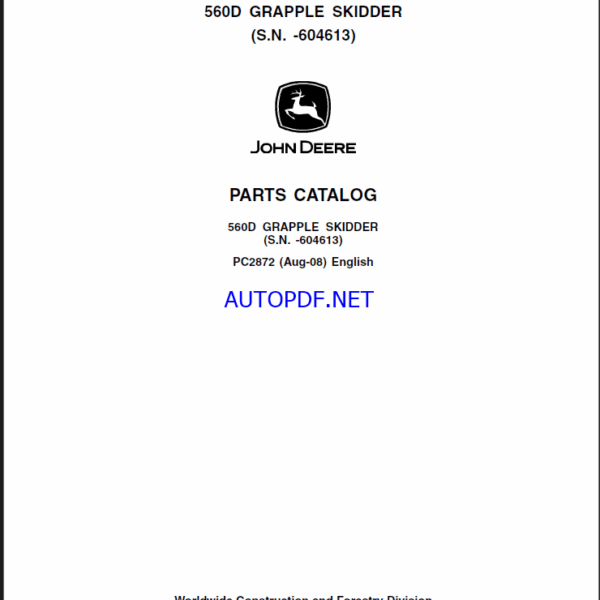 John Deere 560D GRAPPLE SKIDDER Parts Catalog